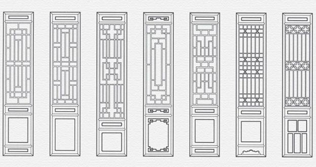 平果常用中式仿古花窗图案隔断设计图